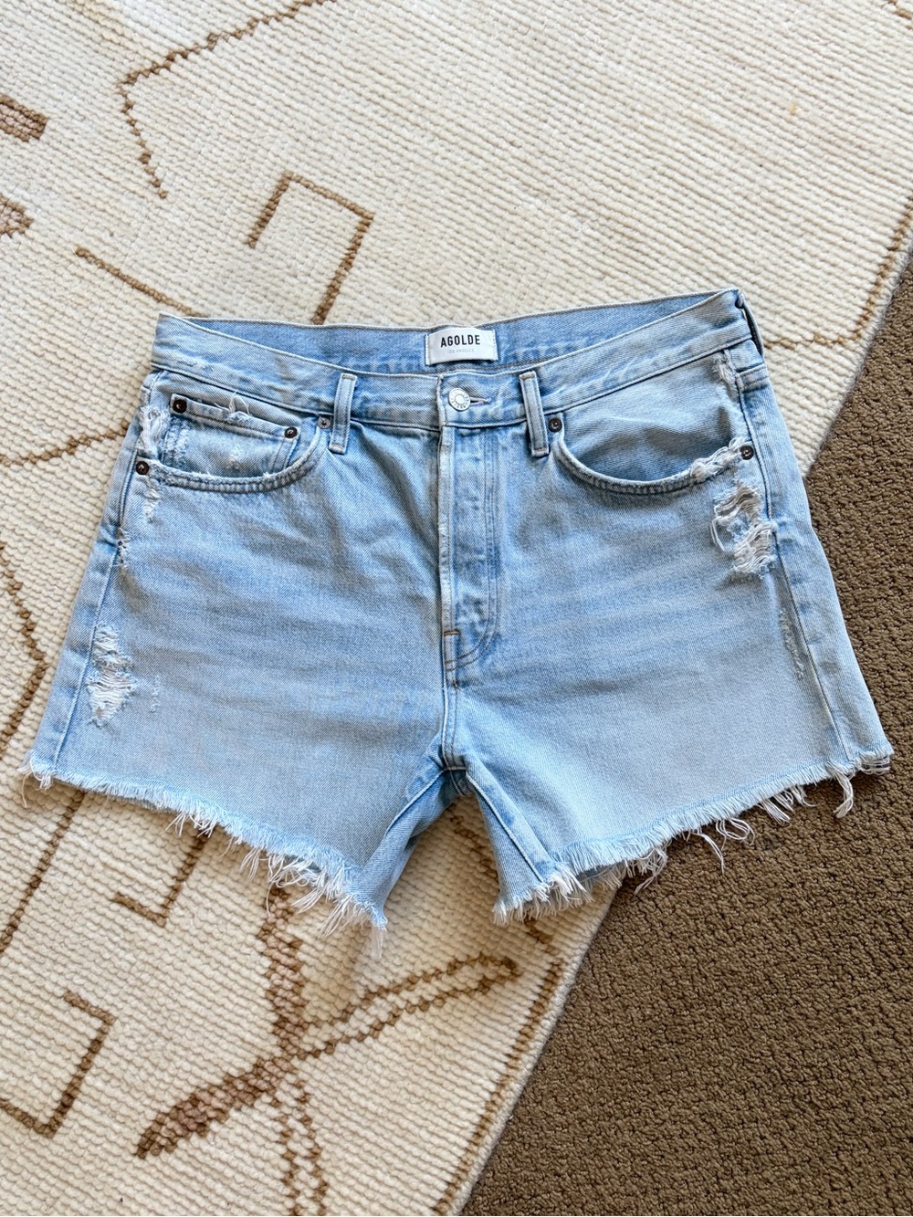 Agolde Parker Long Cutoff Denim Shorts 29